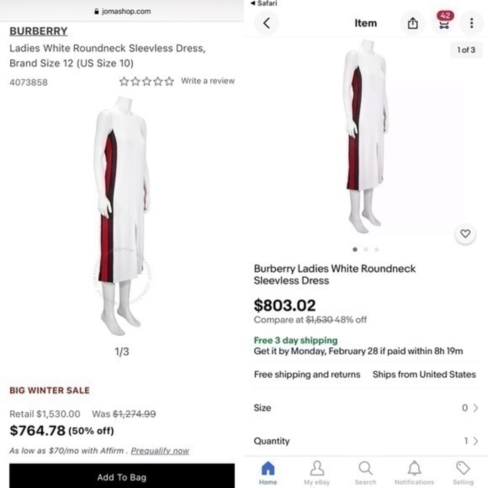 BURBERRY Collectors Runway White Stripe Midi Dress - Picture 2 of 16